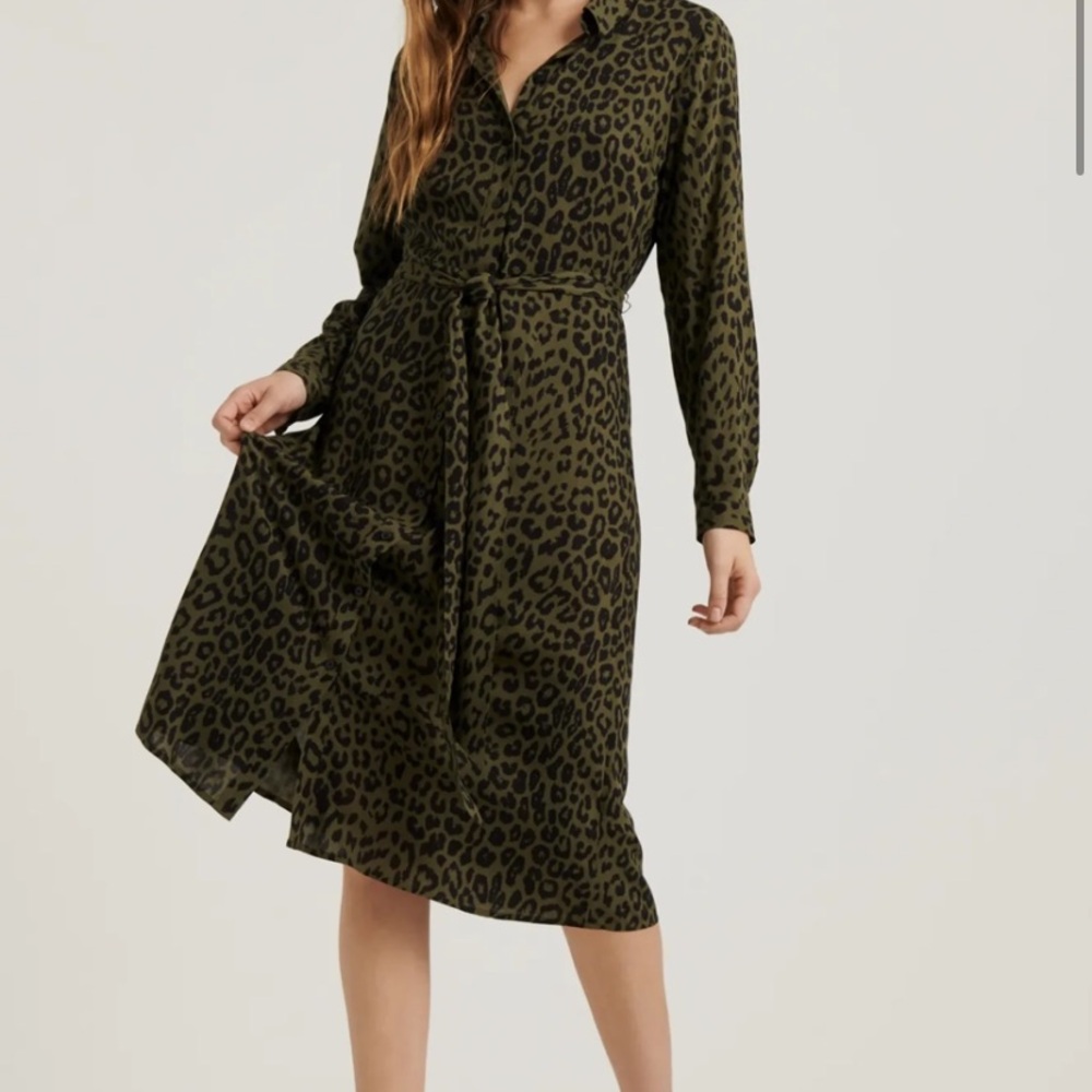 Leopard Print Green Dress